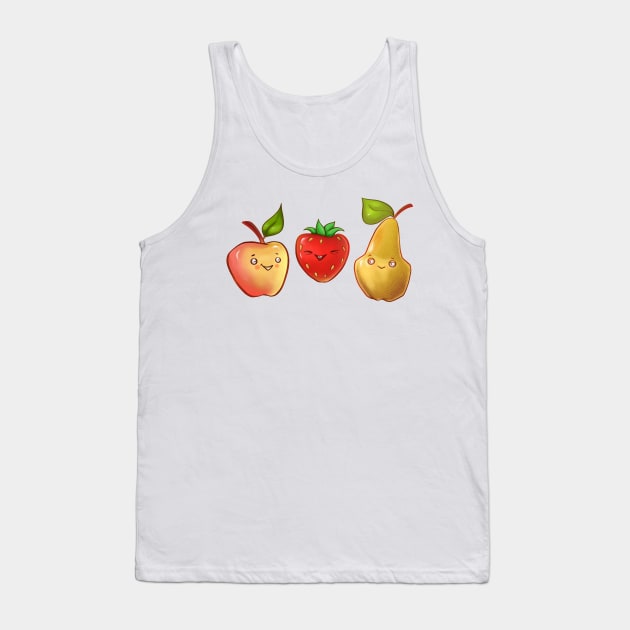 color illustration with cute fruit and berry. pear, apple and strawberry Tank Top by IrynaPas